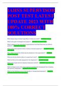 IAHSS SUPERVISOR  POST TEST LATEST  UPDATE 2023 WITH  100% CORRECT  SOLUTIONS