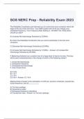 SOS NERC Prep - Reliability Exam 2023/ 2024 Questions and Answers