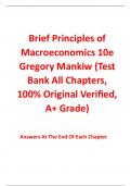 Test Bank for Brief Principles of Macroeconomics 10th Edition By Gregory Mankiw (All Chapters, 100% Original Verified, A+ Grade)