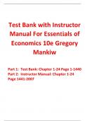 Test Bank With Instructor Manual for Essentials of Economics 10th Edition By Gregory Mankiw (All Chapters, 100% Original Verified, A+ Grade)