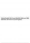 Mental Health CMS Exam 2024/2025 (100 out of 100) Questions and Answers (Latest Update).