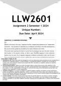 LLW2601 Assignment 2 (ANSWERS) Semester 1 2024 - DISTINCTION GUARANTEED