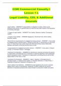 CISR Commercial Casualty I  Lesson 1 L Legal Liability, CGL & Additional  Insureds