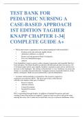 TEST BANK FOR PEDIATRIC NURSING A CASE-BASED APPROACH 1ST EDITION TAGHER KNAPP CHAPTER 1-34 COMPLETE GUIDE A+