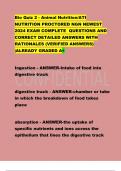 Bio Quiz 2 - Animal Nutrition/ATI  NUTRITION PROCTORED NGN NEWEST  2024 EXAM COMPLETE QUESTIONS AND  CORRECT DETAILED ANSWERS WITH  RATIONALES (VERIFIED ANSWERS)  |ALREADY GRADED A+
