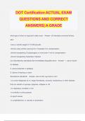 DOT Certification ACTUAL EXAM QUESTIONS AND CORRECT ANSWERS| A GRADE