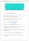 MLT Haematology Final Exam |Q-Bank| Questions with Complete Solutions