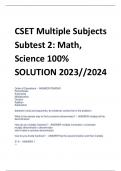 CSET Multiple Subjects  Subtest 2: Math,  Science 100%  SOLUTION 2023//2024