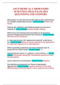 ASCP MEDICAL LABORATORY SCIENTIST (MLS) EXAM 2024 QUESTIONS AND ANSWERS