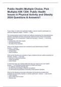 Public Health (Multiple Choice, Pick Multiple) KIN 1304: Public Health Issues in Physical Activity and Obesity 2024 Questions & Answers!!
