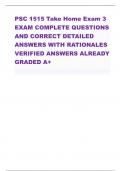 PSC 1515 Take Home Exam 3 EXAM COMPLETEQUESTIONS  AND CORRECT DETAILED  ANSWERS WITH RATIONALES  VERIFIED ANSWERSALREADY  GRADED A+