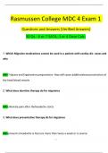 Rasmussen College MDC 4 Exam 1 Questions and Answers 2024 / 2025 | 100% Verified Answers (50 Qs - 6 or 7 SATA; 3 or 4 Dose Calc;)