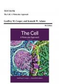 Test Bank - The Cell: A Molecular Approach, 9th Edition (Cooper, 2023), Chapter 1-19 | All Chapters