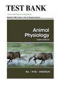 Test Bank for ANIMAL PHYSIOLOGY 4TH EDITION by Richard W. Hill, Gordon A. Wyse & Margaret Anderson ISBN: 9781605355948 Chapter 1- 30 Complete Guide.