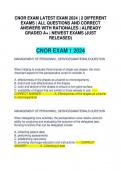 CNOR EXAM LATEST EXAM 2024 | 2 DIFFERENT EXAMS | ALL QUESTIONS AND CORRECT ANSWERS WITH RATIONALES | ALREADY GRADED A+ | NEWEST EXAMS (JUST RELEASED)