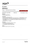 2023 AQA QP A-level BENGALI Paper 2 Writing (Set texts and films)