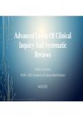 NURS 6052 Module 3 Week 4-5 Assignment: Evidence-Based Project Part 2: Advanced  Levels of Clinical Inquiry and Systematic Reviews