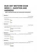 BUSI 3007 MIDTERM EXAM WEEK 3 - QUESTION AND ANSWERS
