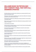 WILLIAMS BASIC NUTRITION AND DIET THERAPY FINAL TEST WITH ALL ANSWERS UPDATED