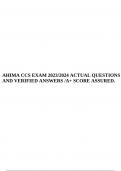 AHIMA CCS EXAM 2023/2024 ACTUAL QUESTIONS AND VERIFIED ANSWERS /A+ SCORE ASSURED.