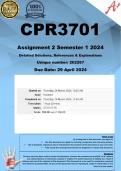 CPR3701 Assignment 2 (COMPLETE ANSWERS) Semester 1 2024 (262267) - DUE 29 April 2024