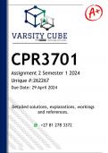 CPR3701 Assignment 2 (DETAILED ANSWERS) Semester 1 2024 - DISTINCTION GUARANTEED 