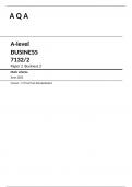 A Q A A-level BUSINESS  Paper 2 Business 2 Mark scheme June 2023