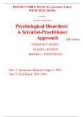 Instructor Manual (Lecture Notes) with Test Bank Psychological Disorders 5th Edition Deborah Beidel, Danae Hudson, Brooke Whisenhunt (All Chapters, 100% Original Verified, A+ Grade)