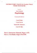 Instructor Manual (Lecture Notes) with Test Bank for Psychology 14th Edition Carole Wade, Carol Tavris, Samuel Sommers, Lisa Shin (All Chapters, 100% Original Verified, A+ Grade)