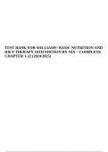 TEST BANK FOR WILLIAMS’ BASIC NUTRITION AND DIET THERAPY 16TH EDITION BY NIX COMPLETE CHAPTER 1-22 (2024/2025) 