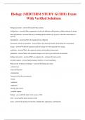 Biology (MIDTERM STUDY GUIDE) Exam With Verified Solutions