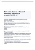 final exam ethics in behavioral healthcare Questions & Answers(RATED A+)