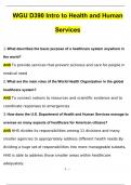 D390 Intro to Health and Human Services Latest Actual Update Questions and Verified Answers (2024 / 2025)/ A+ GRADE