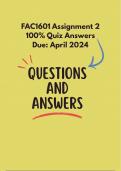 FAC1601 Assignment 2  100% Quiz Answers Due: April 2024 (FAC1602 - Elementary Financial Accounting and Reporting)