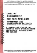 LME3701 Assignment 2 Answers Due 10th April 2024 COMPARATIVE APPROACH - Footnotes and Bibliography!