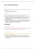 AQA A Level Research Methods Revision Notes - Aims, Hypotheses and variables 