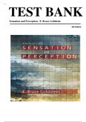 Test Bank for Sensation and Perception 9th Edition by E. Bruce Goldstein, Chapter 1-15 ISBN:9781133958499 |Complete Guide A+