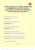 MASSACHUSETTS FUNERAL DIRECTOR  JURISPRUDENCE STATE EXAM |  QUESTIONS & ANSWERS (VERIFIED) |  LATEST UPDATE | GRADED A+