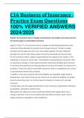 C16 Business of Insurance - Practice Exam Questions 100% VERIFIED ANSWERS  2024/2025 ALREADY PASSED