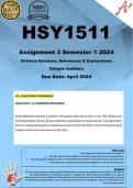 HSY1511 Assignment 3 (Q1, Q2, Q3, Q4 COMPLETE ANSWERS) Semester 1 2024 - DUE April 2024