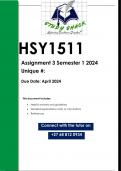 HSY1511 Assignment 3 (QUALITY ANSWERS) Semester 1 2024