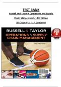 TEST BANK For Russell and Taylor's Operations and Supply Chain Management, 10th Edition, Verified Chapters 1 - 17, Complete Newest Version