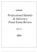 (SNHU online) NUR499 PROFESSIONAL IDENTITY & ADVOCACY FINAL EXAM REVIEW Q & A 2024