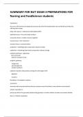 SUMMARY FOR NUT EXAM 3 PREPARATIONS FOR  Nursing and FoodScience students