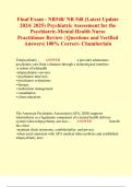 NR548/ NR 548 (Latest Update 2024/ 2025) Psychiatric Assessment for the Psychiatric-Mental Health Nurse Practitioner Review | Questions and Verified Answers| 100% Correct- Chamberlain