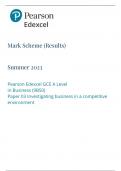 Pearson Edexcel GCE A Level Business paper 3(9BS0/03:Investigating business in a competitive environment)Mark scheme for June 2023