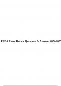 EFDA Exam Review Questions & Answers 2024/2025 & EFDA Review Practice Exam and Verified Answers 2024/2025.