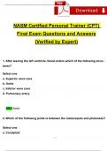 NASM Certified Personal Trainer (CPT) Final Exam Questions and Answers (2024 / 2025) (Verified Answers)