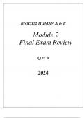 BIOD152 ESSENTIALS IN HUMAN A & P MODULE 2 FINAL EXAM REVIEW Q & A 2024.