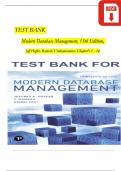 TEST BANK For Modern Database Management, 13th Edition by Jeff Hoffer, Ramesh Venkataraman, Verified Chapters 1 - 14, Complete Newest Version